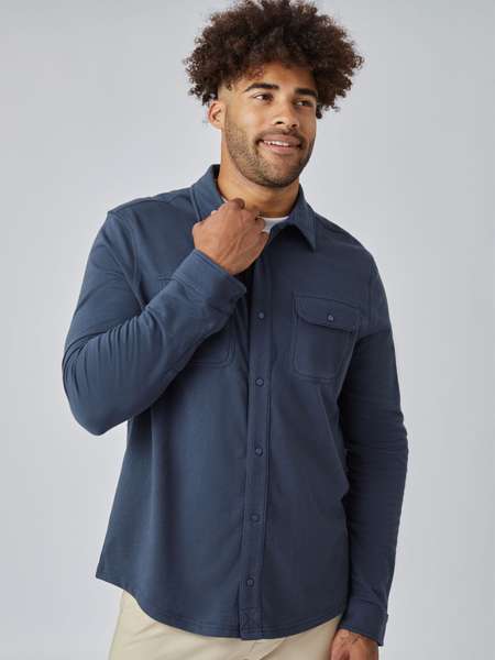 Shirt Jacket | Odyssey Blue Button Up Shacket | Fresh Clean Threads